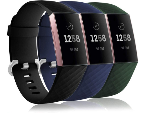 3 Mallas Para Reloj Fitbit Charge 3/4 Large Nb - B - O