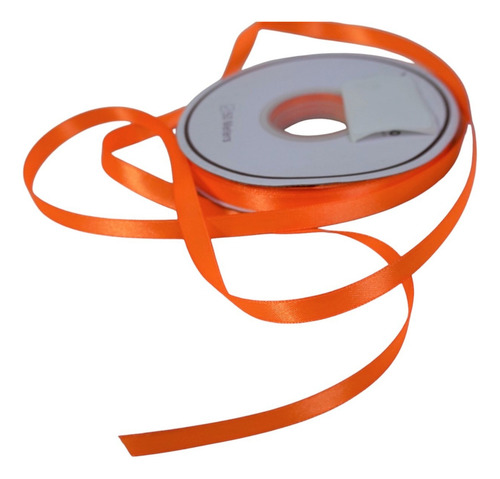 Listón Satinado Económico Satinado 2 Caras 1cm Con 50 Metros Color Naranja Lisa