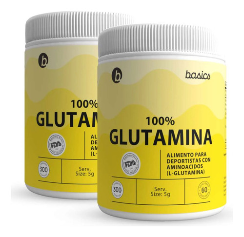 Pack 4 Meses 100% L-glutamina Basics Nutrition