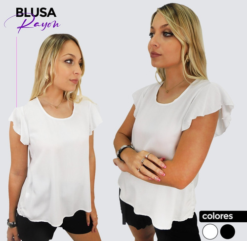 Imagen 7 de 10 de Blusa Mujer Suelta Verano Mangas Volado Fiesta Vestir Chic