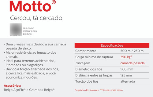Arame Farpado Belgo Motto 500m