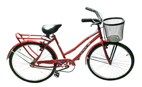 Bicicleta paseo femenina RAM Paseo R26 1v frenos v-brakes color rojo con pie de apoyo  