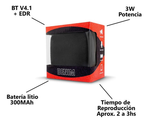 Imagen 3 de 4 de Parlante Portátil 3w Usb Bluetooth Manos Libres Inalambrico