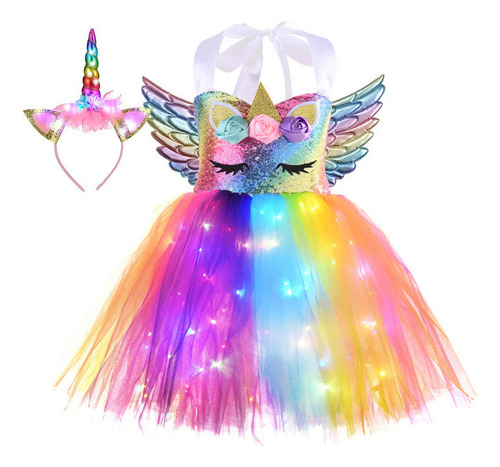 A Disfraz De Unicornio Iluminado Para Niñas