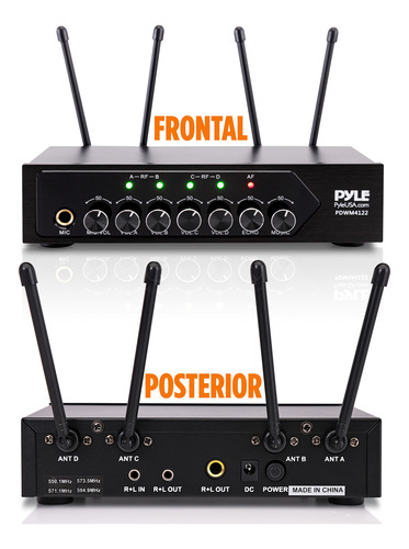 Sistema De 4 Micrófonos Inalámbricos Uhf 50 Canales Pyle