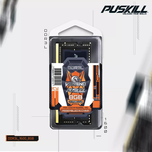 Memória Ram Puskill Ddr3 Pc3l 8gb 1600mhz 1.35v Notebook Sodimm Preto