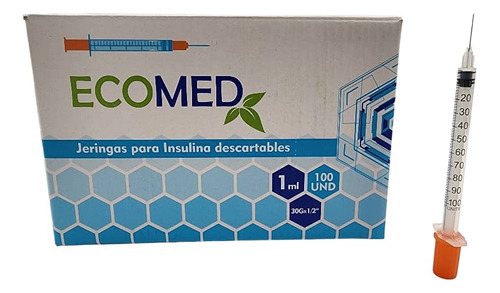 Jeringas Para Insulina 30g X 1/2 Ecomed. Caja X 100