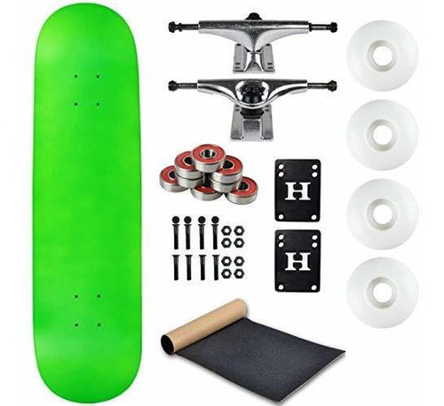 Moose Complete Skateboard Neon Green 7.75   Plata Blanco