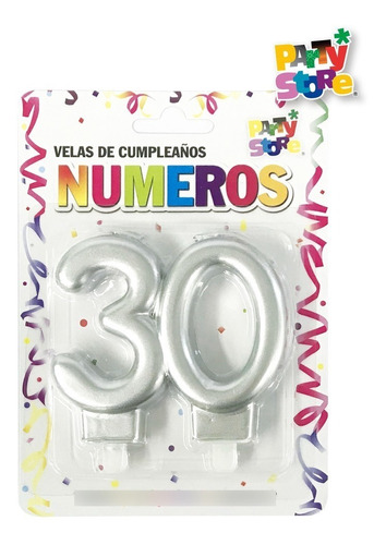 Vela Numero Cumpleaños Decada 30 Dorado / Plateado Cera 