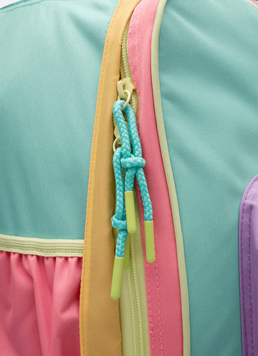 Mochila Com Rodinha Color Block Rosa Puket