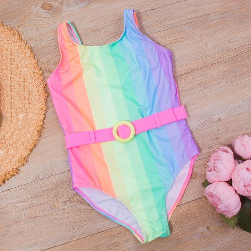 Bikini N B 1014 Con Estampado De Rayas A La Moda Para Niñas