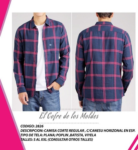 Molde Digital Camisa Manga Larga Hombre Pack De 5 Talles!