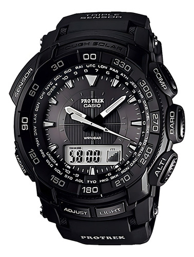 Relógio Casio Masculino Protrek Prg-550-1a1d Correia Preto Bisel Preto Fundo Preto