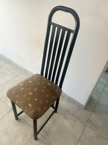 Sillas Comedor De Caño Geométrico Negro Beige (Usado)