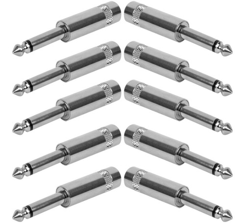 Pack 10 Fichas Conector Plug Metalico 6.5 1/4 Mono La Roca