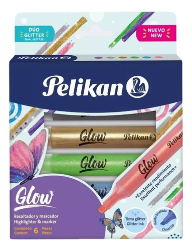 Resaltador Pelikan Escarchado Duo Glow X 6 Uds