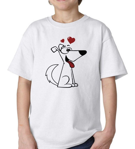 Remera De Niño Perro Amor Corazones Hueso M1