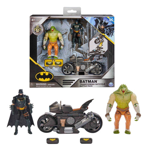 Boneco Batman E Crocodilo Pack De Batalha Com Batciclo