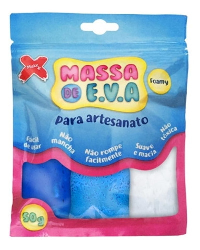 Massa De Eva 50g 3 Cores Make + | Tons De Azul