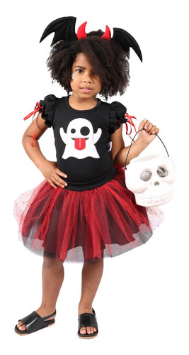 Roupa Fantasma Emoji Infantil Menina Halloween