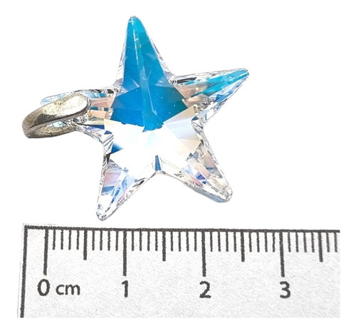 Dije Plata Cristal Swa Estrella Aurora Boreal 30mm Con Tanza