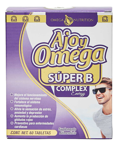 Ajo Y Omega Nutrition Súper B Complex Energy Corazón Estrés Sabor Sin Sabor