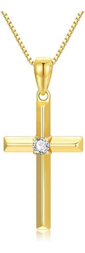 Sisgem Collar De Cruz De Diamante De Oro De 14 Quilates