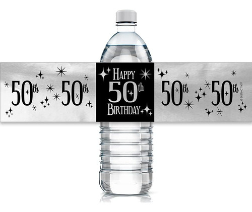 Etiquetas Negras Y Plateadas Para Botellas De Agua De 50 Cum