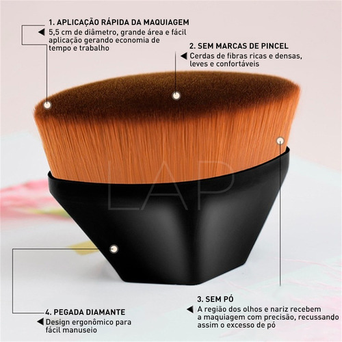 Pincel Mágico Hexagonal Base Maquiagem Tiktok Flawless Brush Cor Preto