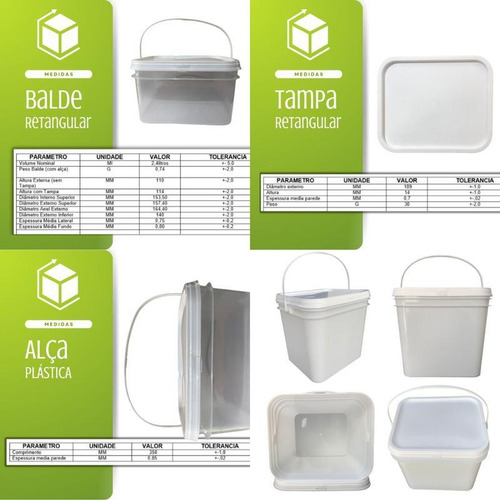 Balde Para Alimento 2.4 Litros 5 Pçs