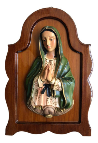 Virgen De Guadalupe Busto En Marco Nogal De 30x43 Cm
