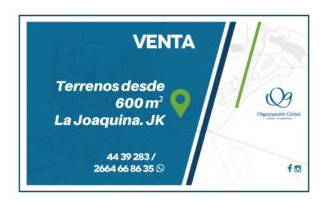 Venta. Terrenos Desde 600 M2. San Luis, Aguada De Pueyrredón, B° La Joaquina.