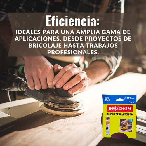 Disco De Lija Velcro Para Madera 115mm X 5u Lijadora Orbital