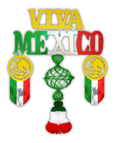 Decoración Viva México Esfera Y Águila 55 Cm Alto 10 Pz.