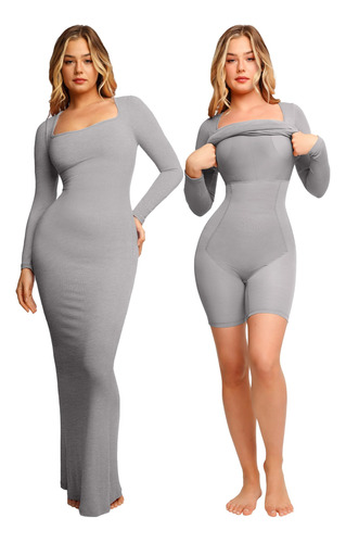 Vestido Bodycon Maxi/mini Con Shapewear Integrado Para Mujer