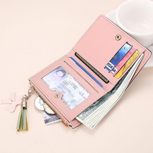 Cartera Corta Con Cremallera Y Hebilla De MĂșltiples Tarjetas