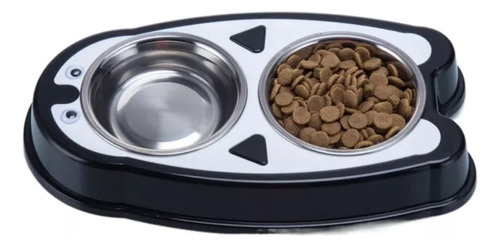 Comedero Doble Para Perro O Gato Acero Inox Pingüino