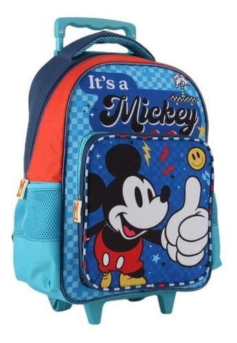 Mochila Escolar Mickey Mouse Con Ruedas + Lonchera+estuche