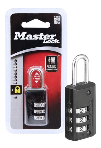 Candado Master Lock Combinación 17mm Valija Equipaje Febo