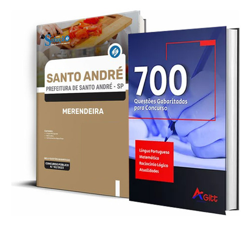 Kit Apostila Santo André Sp Merendeira + 700 Questões, De Professores Especializados. Editora Solução Concursos, Capa Mole, Edição Oficial Em Português, 2023