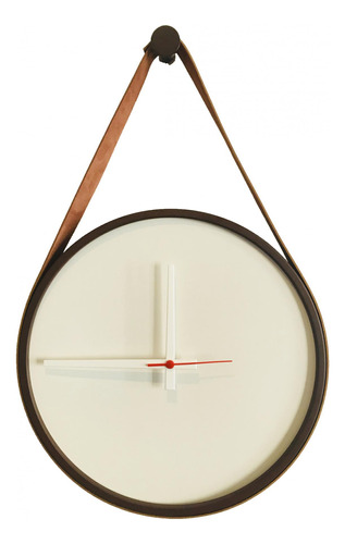 Relógio Marrom Alça Caramelo/branco Ponteiro Branco 50cm