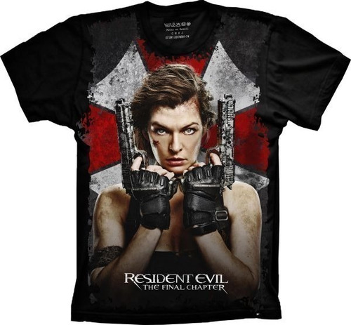 Camiseta Geek Plus Size Preta Jogo Resident Evil The Final