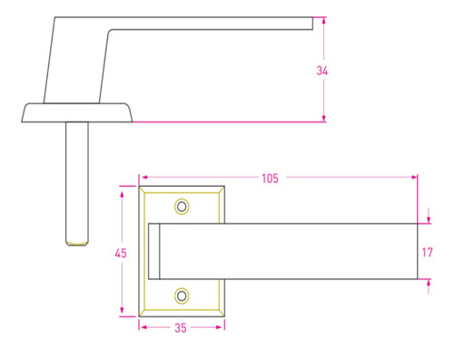 Imagen 3 de 8 de Manija Picaporte Aluminio Biselada C/bocallaves Negro/blanco