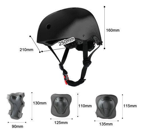 Yz Conjunto 7pcs Protección Niños Casco Rodilleras Coderas