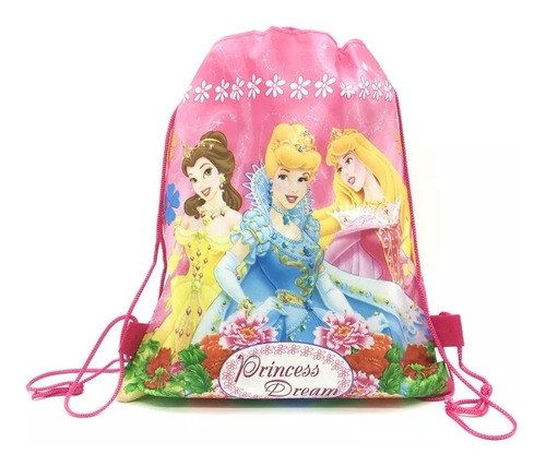 Bolsa Con Cordón Tipo Mochila Infantil Plastillera Princesa