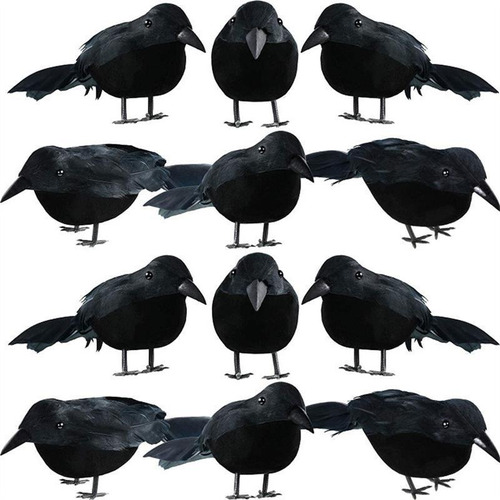 9 Piezas Realistas Plumas Negras Cuervo Decoración De