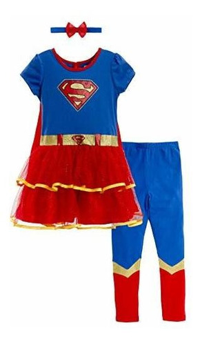 Dc Comics Batgirl Y Supergirl Disfraz De Niña Leggings Y Dia