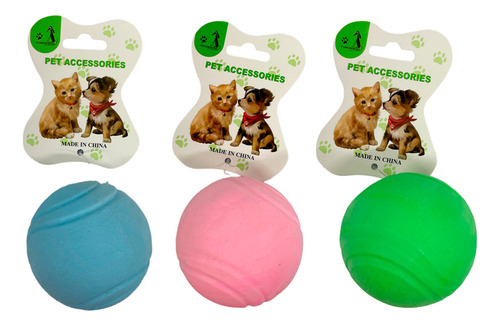 Pelota Maciza Para Perros 3 Colores