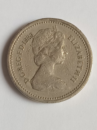 Inglaterra 1983. Moneda De 1 Libra. Reina Elizabeth. Mira!!! (Usado)