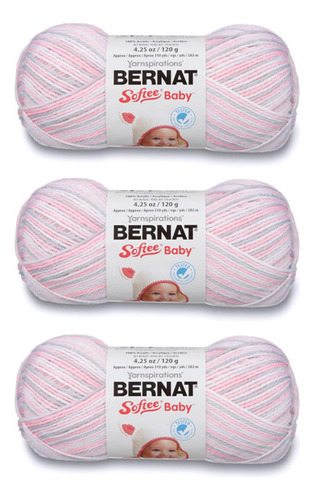 Ovillo De Franela Bernat Softee Baby Pink, Paquete De 3 Unid